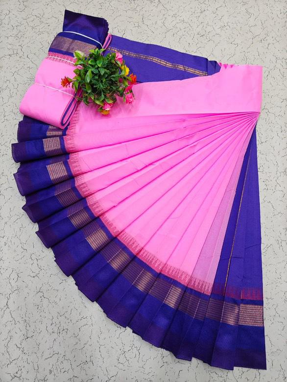 Traditional Linen Festival Saree - Detail View