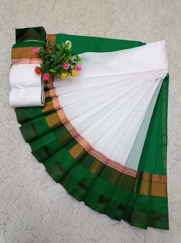 Traditional Linen Festival Saree - Front View