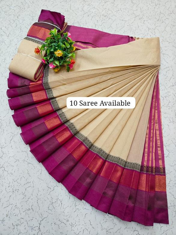 Traditional Linen Festival Saree - Detail View