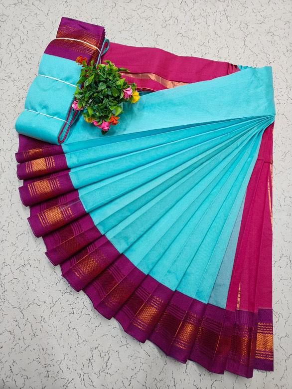 Traditional Linen Festival Saree - Front View