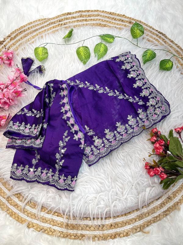 Traditional Linen Festival Saree - Detail View