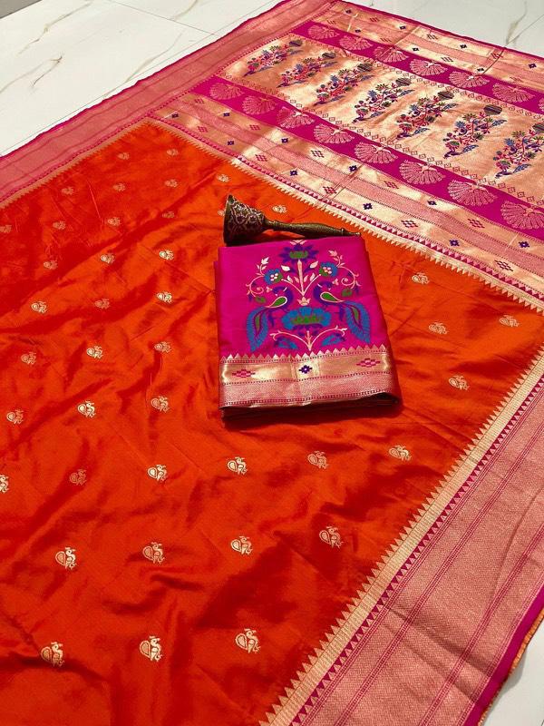Traditional Linen Festival Saree - Detail View
