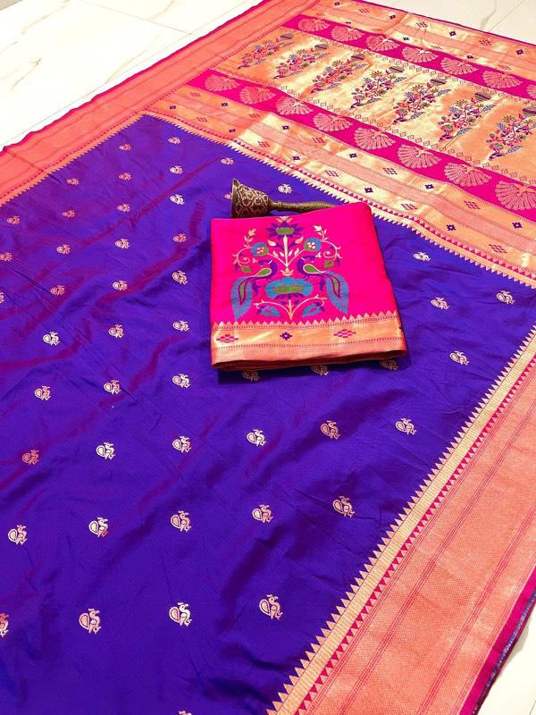 Traditional Linen Festival Saree - Detail View