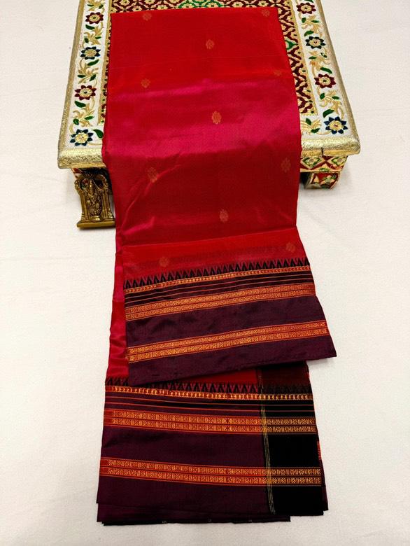 Traditional Linen Festival Saree - Front View