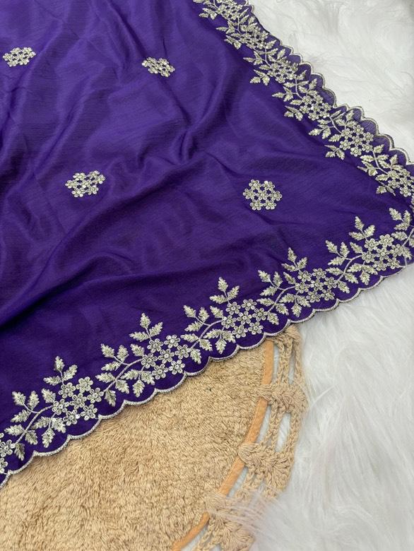 Traditional Linen Festival Saree - Front View