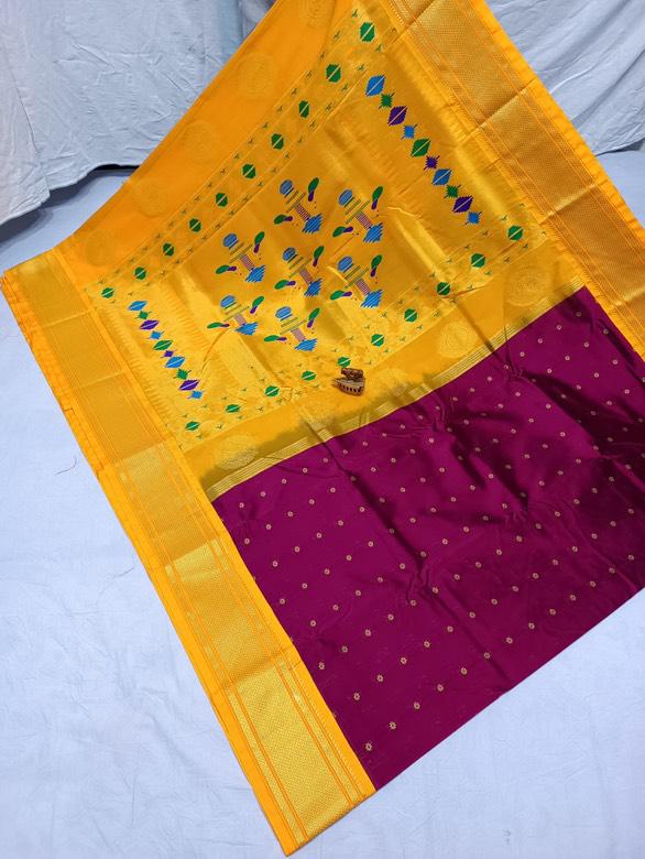 Traditional Linen Festival Saree - Detail View