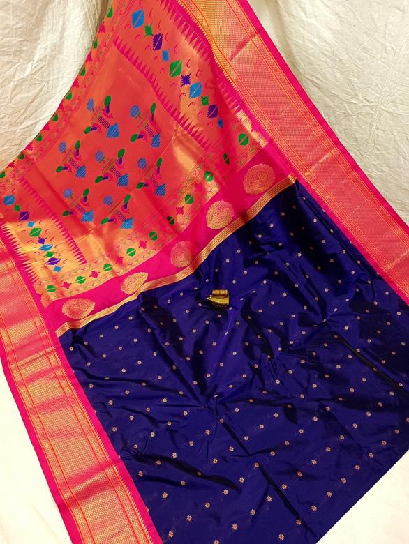 Traditional Linen Festival Saree - Front View