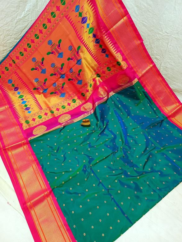 Traditional Linen Festival Saree - Front View