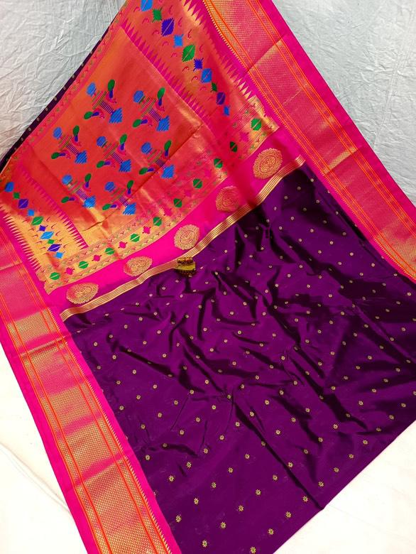 Traditional Linen Festival Saree - Detail View