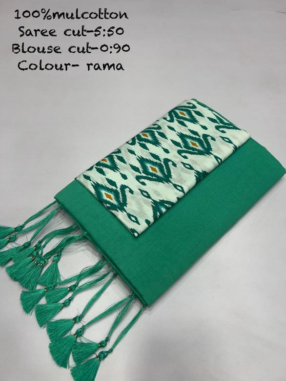 Pure Mul Cotton Saree with Cotton Blouse - Detail View