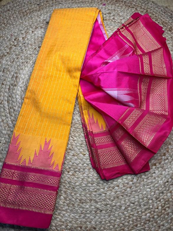 Ilkal Jeri Checks Saree - Pallu View