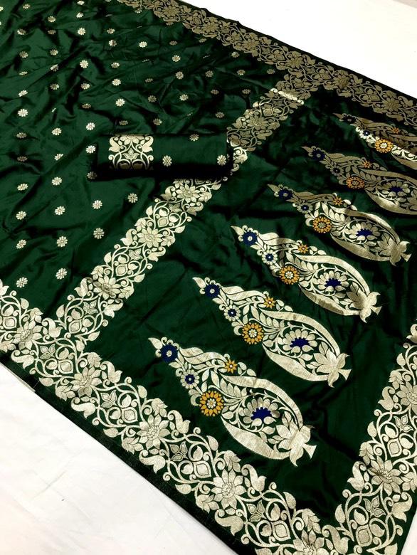 Traditional Linen Festival Saree - Detail View
