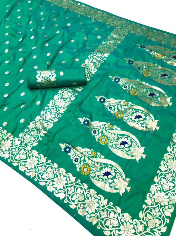 Traditional Linen Festival Saree - Front View