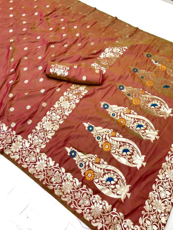 Traditional Linen Festival Saree - Front View