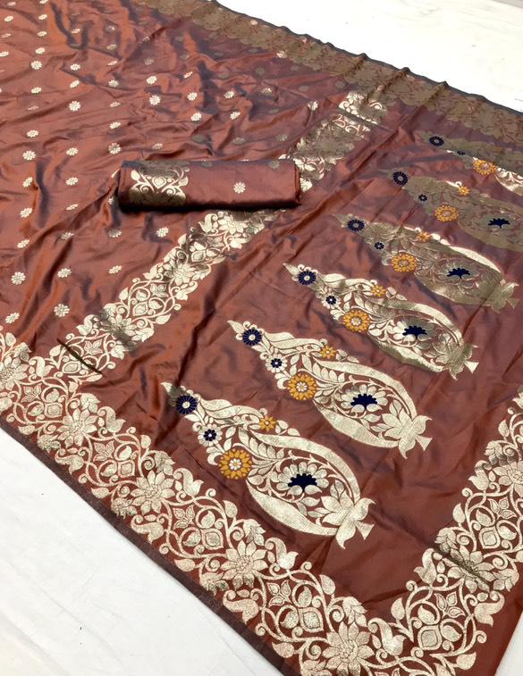 Traditional Linen Festival Saree - Front View