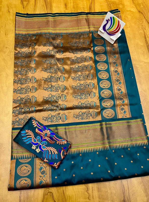 Traditional Linen Festival Saree - Detail View