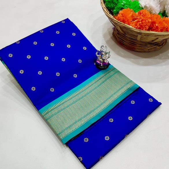 Traditional Linen Festival Saree - Detail View