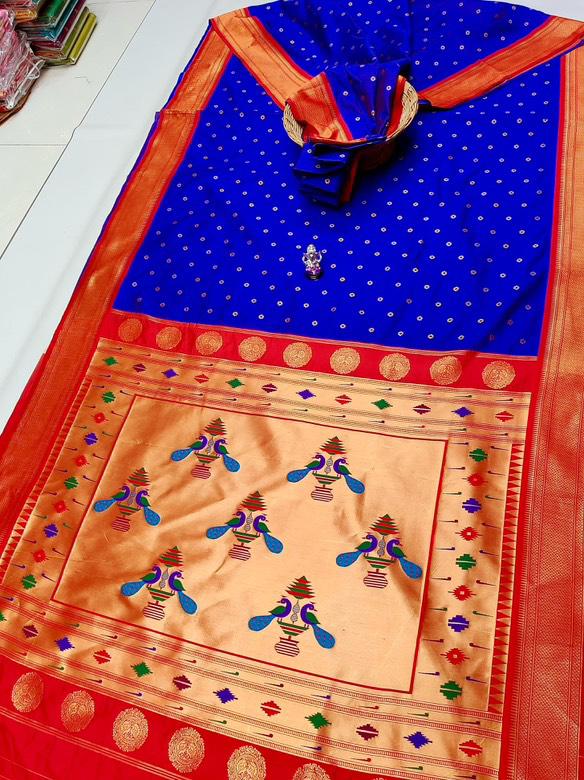 Traditional Linen Festival Saree - Front View