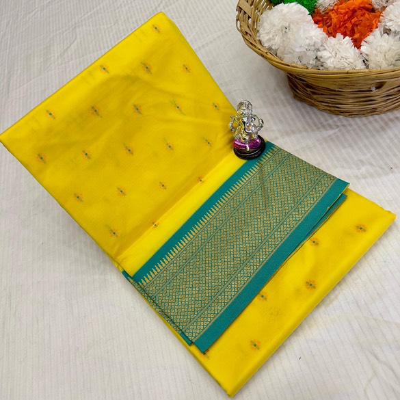 Traditional Linen Festival Saree - Front View