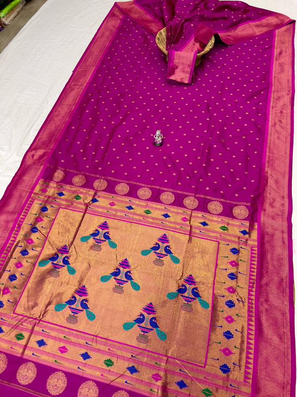 Traditional Linen Festival Saree - Detail View