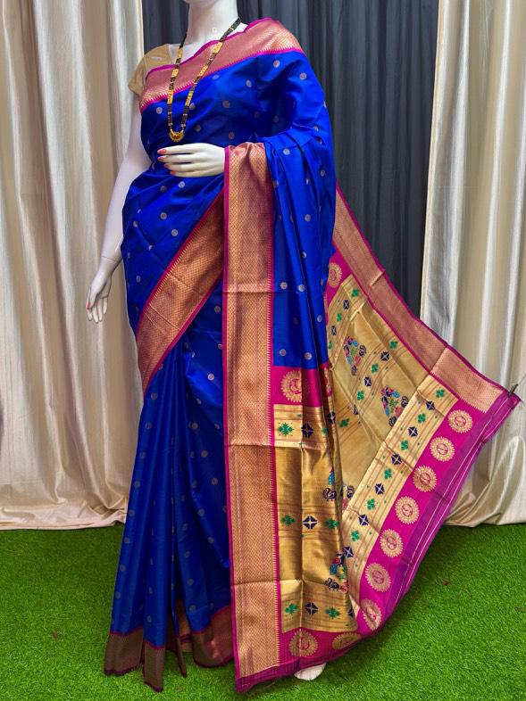 Traditional Linen Festival Saree - Detail View