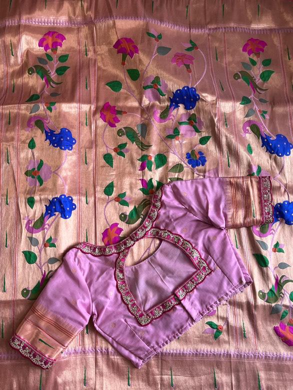 Traditional Linen Festival Saree - Detail View