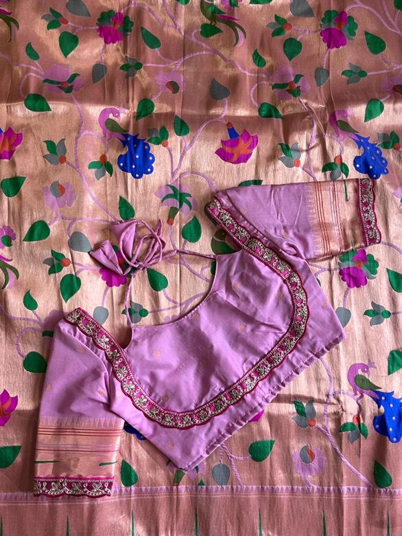 Traditional Linen Festival Saree - Front View